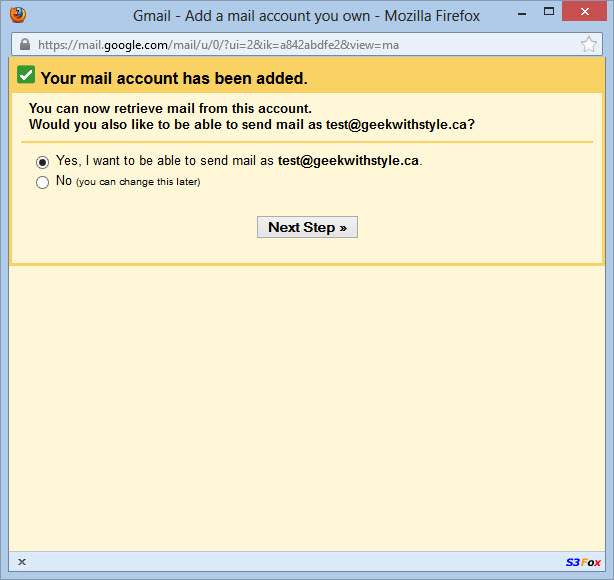 Add a mail account you own to Gmail.