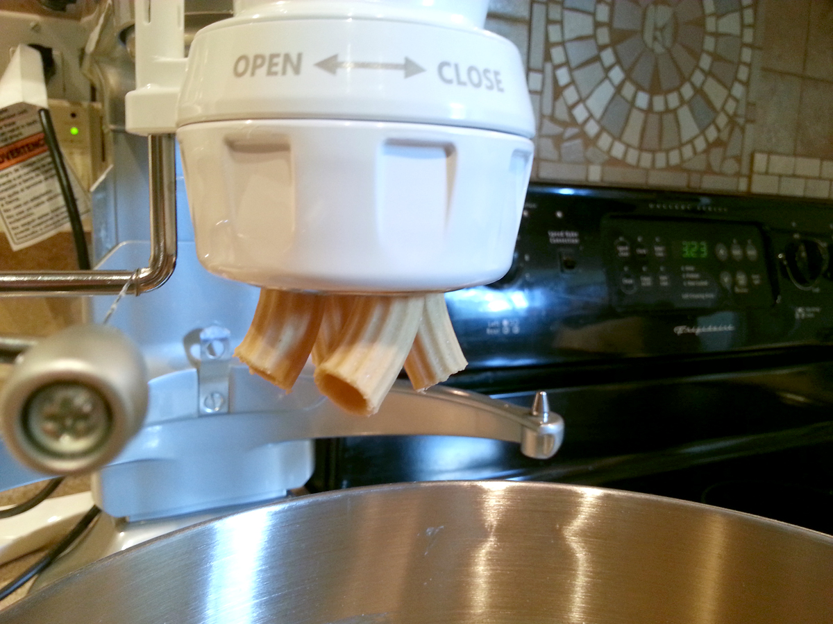 KitchenAid Stand Mixer Pasta Press making rigatoni